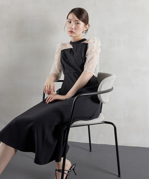 Kana(カナ)の「スパンコール刺繍レースラメドレス パーティー 結婚式 お呼ばれ オケージョン(ドレス・レディース・ネイビー/ブラック/ブルー系その他/モーブ系・M)」の9枚目の写真