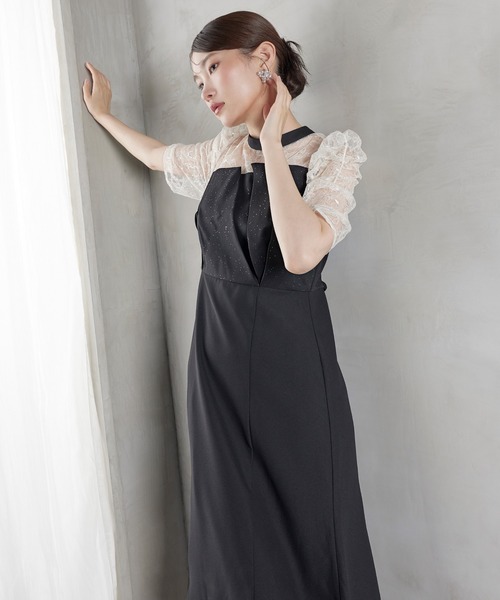 Kana(カナ)の「スパンコール刺繍レースラメドレス パーティー 結婚式 お呼ばれ オケージョン(ドレス・レディース・ネイビー/ブラック/ブルー系その他/モーブ系・M)」の12枚目の写真