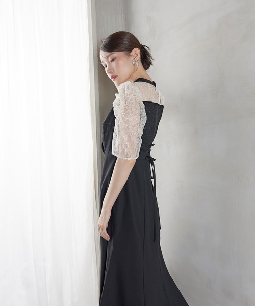 Kana(カナ)の「スパンコール刺繍レースラメドレス パーティー 結婚式 お呼ばれ オケージョン(ドレス・レディース・ネイビー/ブラック/ブルー系その他/モーブ系・M)」の13枚目の写真