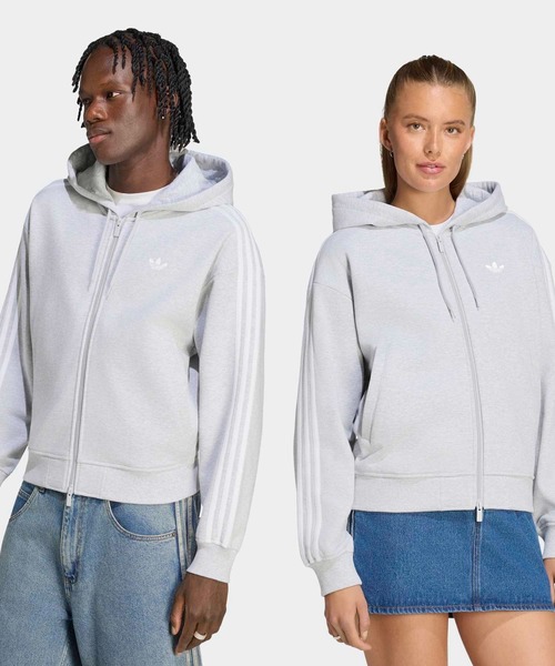 adidas(アディダス)の「オーバーサイズ ジップパーカー / アディダスオリジナルス adidas Originals(パーカー・メンズ・グレー・X-LARGE/LARGE/MEDIUM/SMALL/X-SMALL/3XL/XX-LARGE)」の1枚目の写真