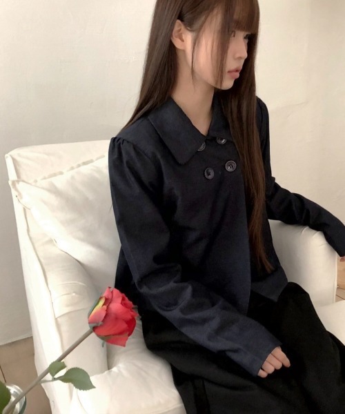 LAMPOON(ランプーン)の「ダブルボタンブラウス(Tシャツ/カットソー・レディース・ブラック/ネイビー・FREE)」の18枚目の写真