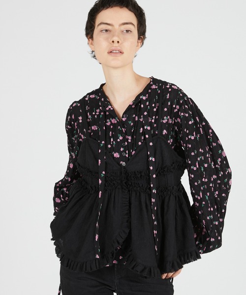 crinkle crinkle crinkle（クリンクルクリンクルクリンクル）の「ハンドタックフレアブラウス / 【crinkle crinkle crinkle】 hand tuck flare blouse（シャツ/ブラウス・レディース・ブラック/マルチ・FREE）」の9枚目の写真