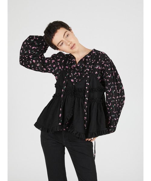 crinkle crinkle crinkle（クリンクルクリンクルクリンクル）の「ハンドタックフレアブラウス / 【crinkle crinkle crinkle】 hand tuck flare blouse（シャツ/ブラウス・レディース・ブラック/マルチ・FREE）」の8枚目の写真