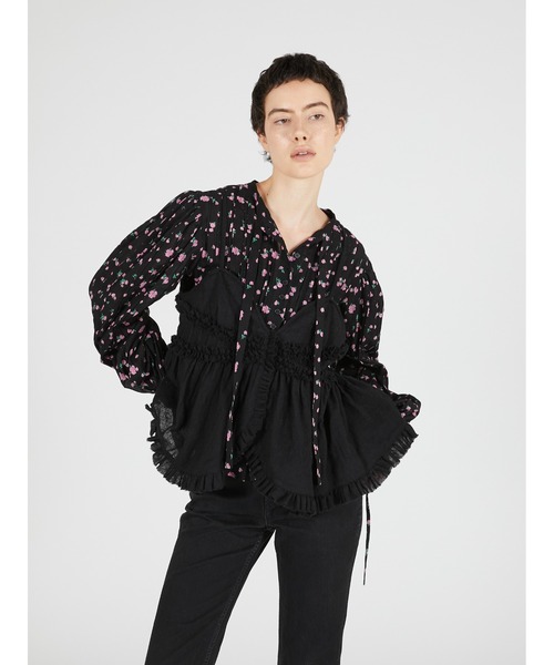crinkle crinkle crinkle（クリンクルクリンクルクリンクル）の「ハンドタックフレアブラウス / 【crinkle crinkle crinkle】 hand tuck flare blouse（シャツ/ブラウス・レディース・ブラック/マルチ・FREE）」の7枚目の写真