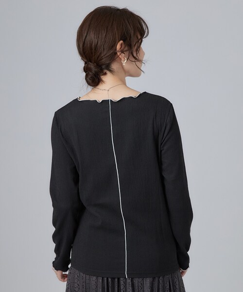 SHOO・LA・RUE(シューラルー)の「【洗濯機可】配色メロウで華やかに アソート楊柳トップス(Tシャツ/カットソー・レディース・ボルドー/ホワイト/ブラック/ブラック系5・03/02/01/04)」の18枚目の写真