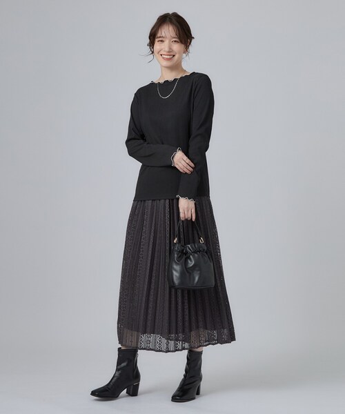 SHOO・LA・RUE(シューラルー)の「【洗濯機可】配色メロウで華やかに アソート楊柳トップス(Tシャツ/カットソー・レディース・ボルドー/ホワイト/ブラック/ブラック系5・03/02/01/04)」の19枚目の写真