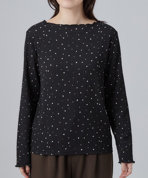 SHOO・LA・RUE(シューラルー)の「【洗濯機可】配色メロウで華やかに アソート楊柳トップス(Tシャツ/カットソー・レディース・ボルドー/ホワイト/ブラック/ブラック系5・03/02/01/04)」の7枚目の写真