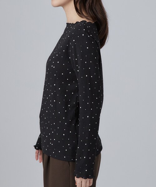SHOO・LA・RUE(シューラルー)の「【洗濯機可】配色メロウで華やかに アソート楊柳トップス(Tシャツ/カットソー・レディース・ボルドー/ホワイト/ブラック/ブラック系5・03/02/01/04)」の8枚目の写真