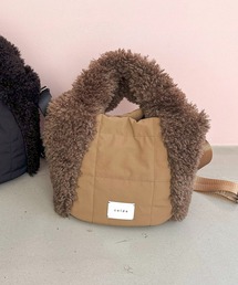 フェイクファー×キルティング2wayトートバッグ