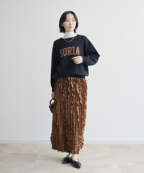 Paradise Picnic（パラダイスピクニック）の「cloche ヘンリーネック前後2WAYロゴニット（ニット/セーター・レディース・ベージュ/グリーン/ブラック・FREE）」の21枚目の写真
