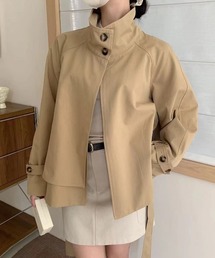 デザインスタンドカラーショートトレンチコート