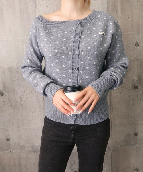 Miniministore(ミニミニストア)の「ドット柄ワンショル長袖ニットカーディガン(ニット/セーター・レディース・ピンク/グレー・FREE)」の20枚目の写真