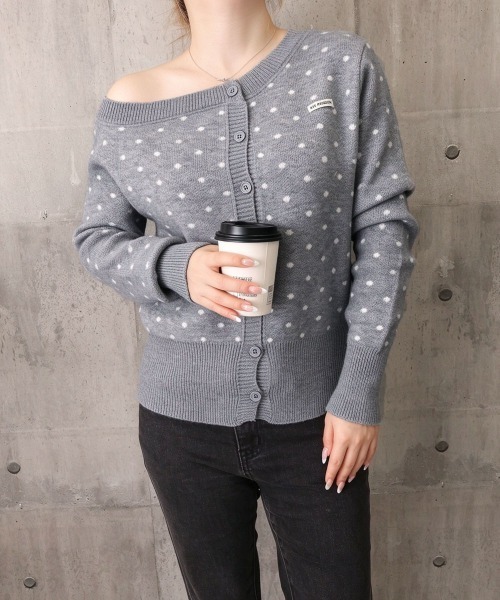 Miniministore(ミニミニストア)の「ドット柄ワンショル長袖ニットカーディガン(ニット/セーター・レディース・ピンク/グレー・FREE)」の21枚目の写真