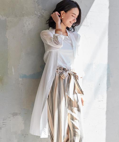 green label relaxing（グリーンレーベルリラクシング）の「KC TEN/C/L シャツ ワンピース◆（シャツワンピース・レディース・オフホワイト/ベージュ/オリーブ/ネイビー・FREE）」の2枚目の写真