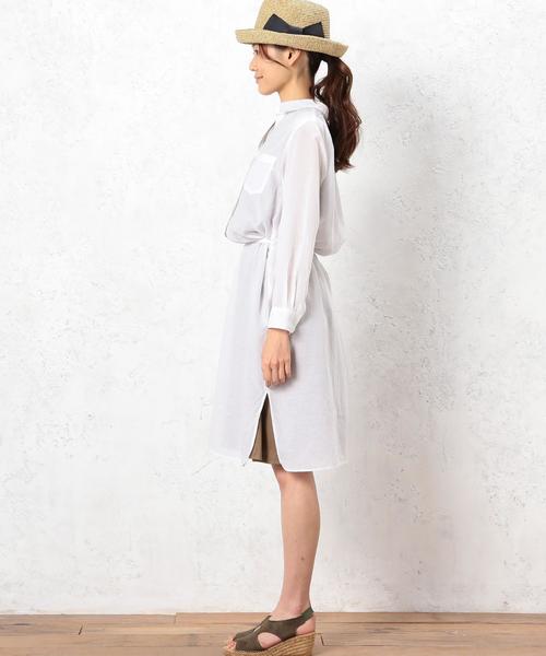green label relaxing（グリーンレーベルリラクシング）の「KC TEN/C/L シャツ ワンピース◆（シャツワンピース・レディース・オフホワイト/ベージュ/オリーブ/ネイビー・FREE）」の17枚目の写真