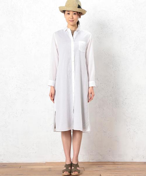 green label relaxing（グリーンレーベルリラクシング）の「KC TEN/C/L シャツ ワンピース◆（シャツワンピース・レディース・オフホワイト/ベージュ/オリーブ/ネイビー・FREE）」の12枚目の写真