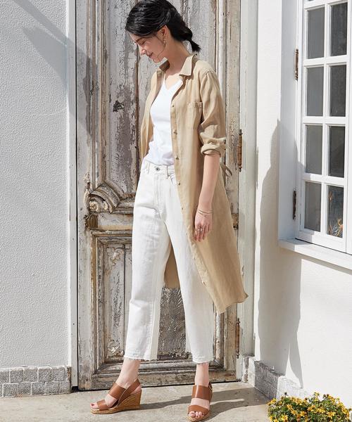 green label relaxing（グリーンレーベルリラクシング）の「KC TEN/C/L シャツ ワンピース◆（シャツワンピース・レディース・オフホワイト/ベージュ/オリーブ/ネイビー・FREE）」の7枚目の写真