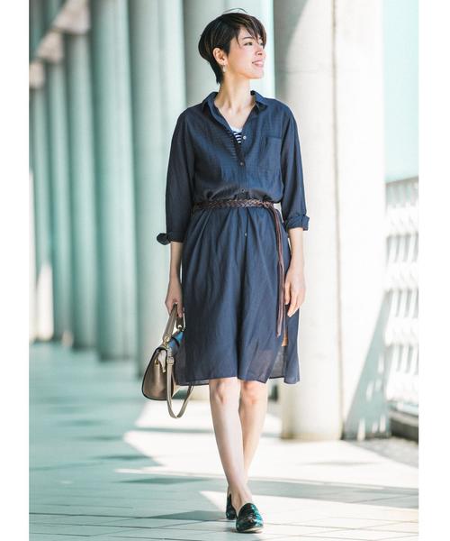 green label relaxing（グリーンレーベルリラクシング）の「KC TEN/C/L シャツ ワンピース◆（シャツワンピース・レディース・オフホワイト/ベージュ/オリーブ/ネイビー・FREE）」の9枚目の写真