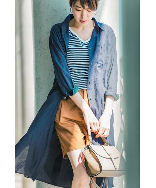 green label relaxing（グリーンレーベルリラクシング）の「KC TEN/C/L シャツ ワンピース◆（シャツワンピース・レディース・オフホワイト/ベージュ/オリーブ/ネイビー・FREE）」の10枚目の写真