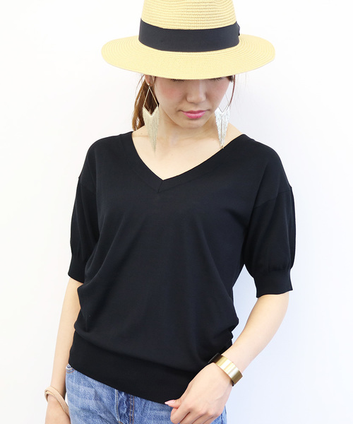 N.（N. Natural Beauty Basic）（エヌエヌナチュラルビューティーベーシック）の「綿モダールハイツイストニット（ニット/セーター・レディース・イエロー/ネイビー/ホワイト/ブラウン/ブラック・MEDIUM）」の2枚目の写真