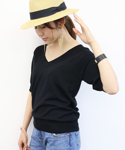 N.（N. Natural Beauty Basic）（エヌエヌナチュラルビューティーベーシック）の「綿モダールハイツイストニット（ニット/セーター・レディース・イエロー/ネイビー/ホワイト/ブラウン/ブラック・MEDIUM）」の16枚目の写真