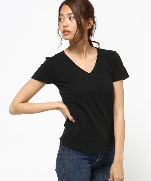 COLONY 2139（コロニートゥーワンスリーナイン）の「天竺コットンVネック半袖Tシャツ（Tシャツ/カットソー・レディース・ブラック/グレー/ホワイト・SMALL/MEDIUM/LARGE）」の3枚目の写真