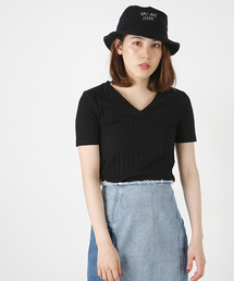 MOUSSY | V/N WIDE RIB HALF/S TOPS(Tシャツ/カットソー)