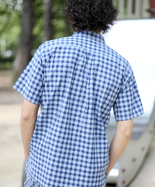 Denime（ドゥニーム）の「インディゴチェック半袖シャツ（シャツ/ブラウス・メンズ・ライトインディゴブルー/インディゴブルー・MEDIUM/LARGE/X-LARGE）」の11枚目の写真