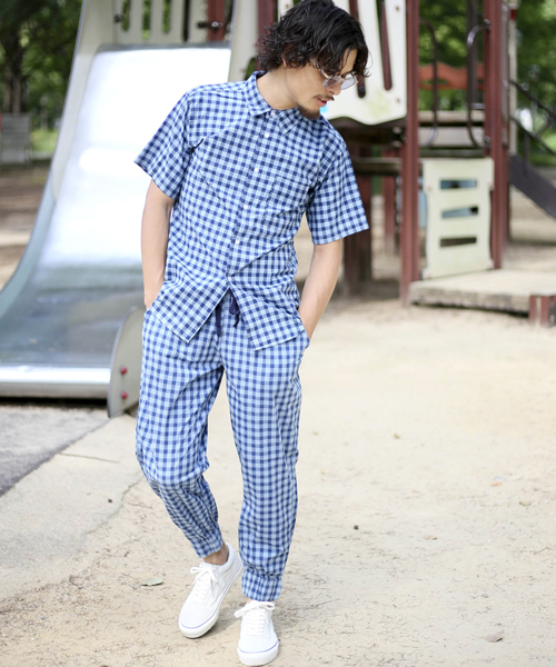 Denime（ドゥニーム）の「インディゴチェック半袖シャツ（シャツ/ブラウス・メンズ・ライトインディゴブルー/インディゴブルー・MEDIUM/LARGE/X-LARGE）」の12枚目の写真