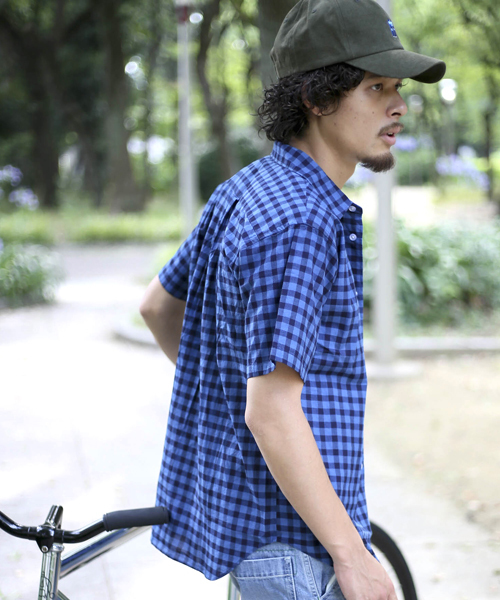 Denime（ドゥニーム）の「インディゴチェック半袖シャツ（シャツ/ブラウス・メンズ・ライトインディゴブルー/インディゴブルー・MEDIUM/LARGE/X-LARGE）」の13枚目の写真