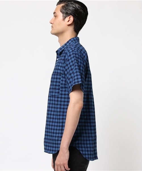 Denime（ドゥニーム）の「インディゴチェック半袖シャツ（シャツ/ブラウス・メンズ・ライトインディゴブルー/インディゴブルー・MEDIUM/LARGE/X-LARGE）」の3枚目の写真