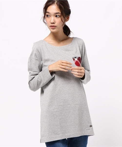 BLUE LABEL CRESTBRIDGE（ブルーレーベルクレストブリッジ）の「クレストブリッジチェックポケット付き　チュニック（チュニック・レディース・グレー/ネイビー/ブラック/レッド/オフホワイト・38/40）」の4枚目の写真