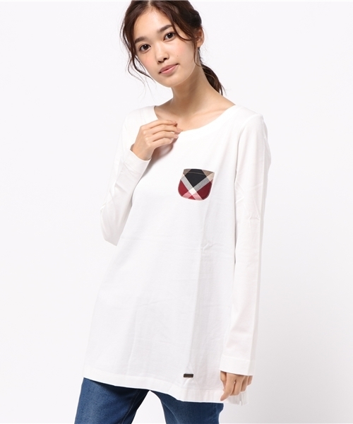 BLUE LABEL CRESTBRIDGE（ブルーレーベルクレストブリッジ）の「クレストブリッジチェックポケット付き　チュニック（チュニック・レディース・グレー/ネイビー/ブラック/レッド/オフホワイト・38/40）」の2枚目の写真