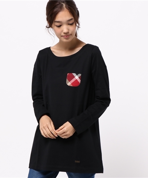 BLUE LABEL CRESTBRIDGE（ブルーレーベルクレストブリッジ）の「クレストブリッジチェックポケット付き　チュニック（チュニック・レディース・グレー/ネイビー/ブラック/レッド/オフホワイト・38/40）」の3枚目の写真