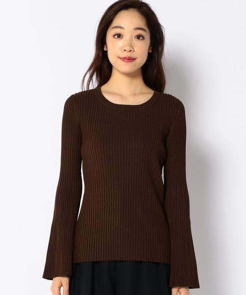Khaju(カージュ)の「Khaju:フレアスリーブプルオーバー(ニット/セーター・レディース・オフホワイト/ブラウン・ONE SIZE)」の3枚目の写真