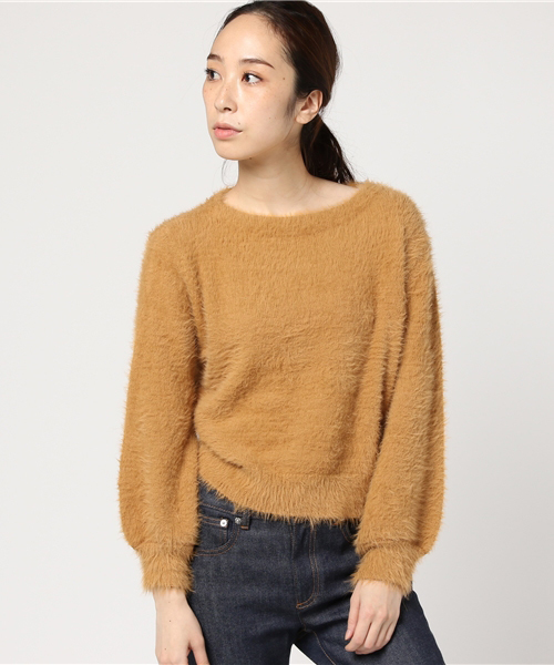 archives（アルシーヴ）の「シャギーボートネックプルオーバー（ニット/セーター・レディース・オフホワイト/グレー/キャメル・MEDIUM）」の3枚目の写真