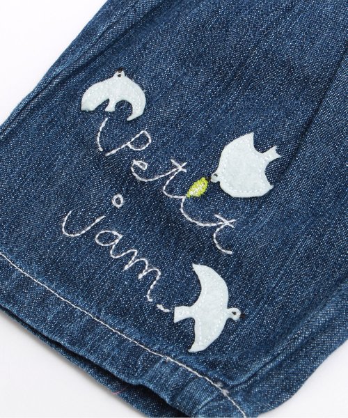 Petit jam（プチジャム）の「無地とチェックの窓ポケットデニムパンツ 5分丈（デニムパンツ・キッズ・ブルー/サックスブルー/キナリ・95/100/120/90/80/110/130）」の16枚目の写真