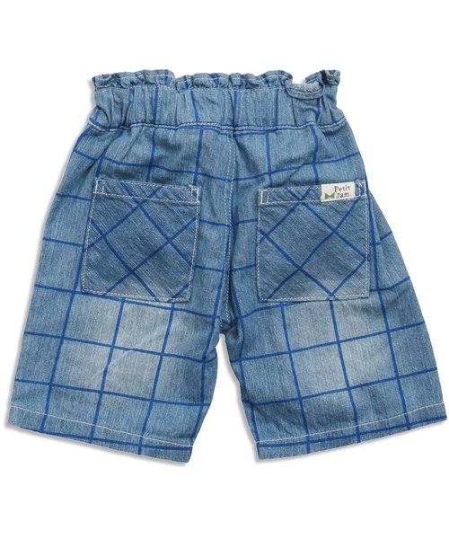 Petit jam（プチジャム）の「無地とチェックの窓ポケットデニムパンツ 5分丈（デニムパンツ・キッズ・ブルー/サックスブルー/キナリ・95/100/120/90/80/110/130）」の8枚目の写真