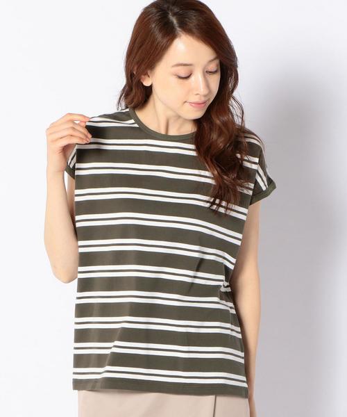 SHIPS Days(シップスデイズ)の「SHIPS Days STANDARD: ソフトコットン TEE (ボーダー)(Tシャツ/カットソー・レディース・ホワイト/ピンク/ダークオリーブ/ネイビー・M~L/S~M)」の5枚目の写真