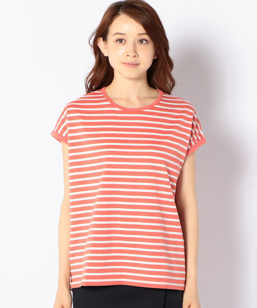 SHIPS Days(シップスデイズ)の「SHIPS Days STANDARD: ソフトコットン TEE (ボーダー)(Tシャツ/カットソー・レディース・ホワイト/ピンク/ダークオリーブ/ネイビー・M~L/S~M)」の6枚目の写真