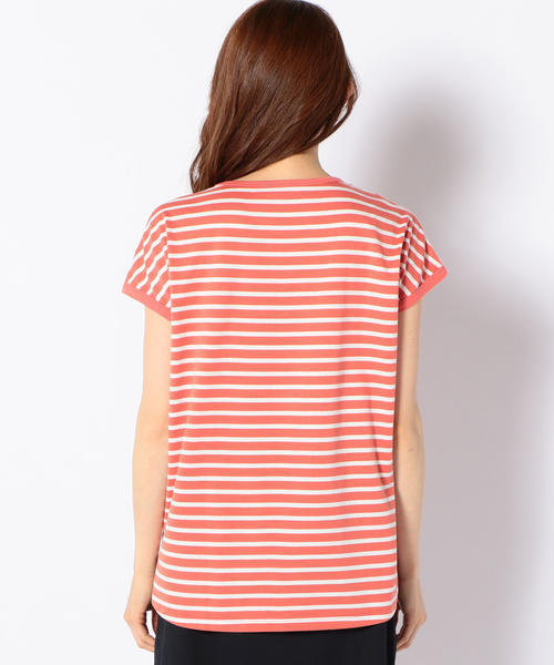 SHIPS Days(シップスデイズ)の「SHIPS Days STANDARD: ソフトコットン TEE (ボーダー)(Tシャツ/カットソー・レディース・ホワイト/ピンク/ダークオリーブ/ネイビー・M~L/S~M)」の8枚目の写真