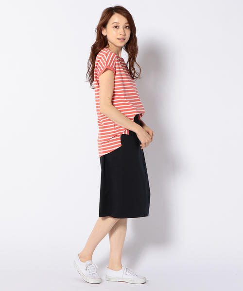 SHIPS Days(シップスデイズ)の「SHIPS Days STANDARD: ソフトコットン TEE (ボーダー)(Tシャツ/カットソー・レディース・ホワイト/ピンク/ダークオリーブ/ネイビー・M~L/S~M)」の9枚目の写真