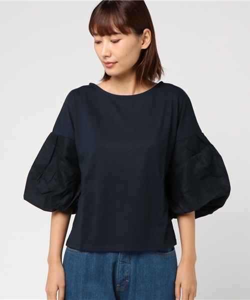 earth music&ecology（アースミュージックアンドエコロジー）の「・バルーンスリーブプルオーバー（Tシャツ/カットソー・レディース・オフホワイト/ネイビー/ベージュ/カーキ・FREE）」の5枚目の写真