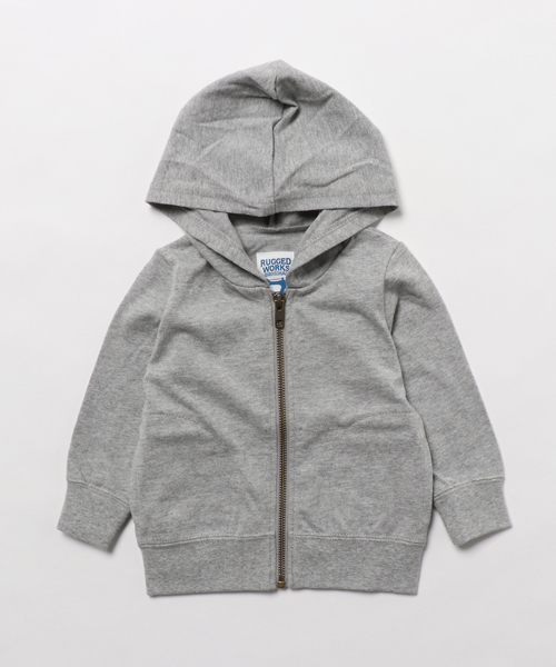 RUGGEDWORKS（ラゲッドワークス）の「天竺ジップパーカーカーディガン（パーカー・キッズ・ネイビー/ピンク系その他/イエロー/グレー/オフホワイト/ブラック・80ｃｍ/90cm/110cm/120cm/130cm/140cm/150cm/100cm）」の4枚目の写真