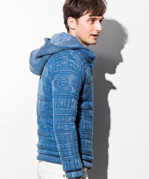 セール オルテガ柄ニットブルゾン ダウンジャケット コート 1piu1uguale3 Relax Relax 1piu1uguale3 ウノピゥウノウグァーレトレ リラックス のファッション