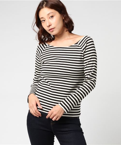 FREE'S MART(フリーズマート)の「テレコボートネックプルオーバー(Tシャツ/カットソー・レディース・ホワイト/ブラック/パープル/ホワイト系その他・FREE)」の7枚目の写真