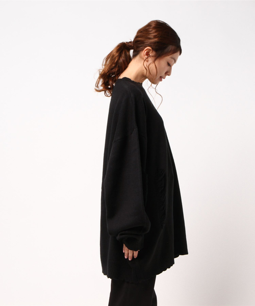 PUNYUS（プニュズ）の「ダメージニット（ニット/セーター・レディース・ブラック/パープル/レッド/イエロー・4/3）」の5枚目の写真