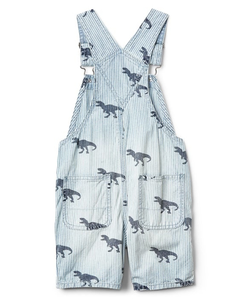 GAP（ギャップ）の「Gap 恐竜ストライプ ショートオール（サロペット/オーバーオール・キッズ・ライトインディゴブルー・110cm/105cm/100cm/80ｃｍ/95cm/90cm）」の2枚目の写真