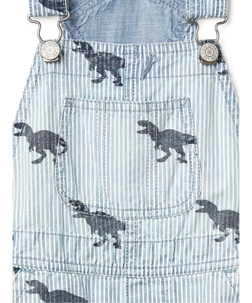 GAP（ギャップ）の「Gap 恐竜ストライプ ショートオール（サロペット/オーバーオール・キッズ・ライトインディゴブルー・110cm/105cm/100cm/80ｃｍ/95cm/90cm）」の3枚目の写真