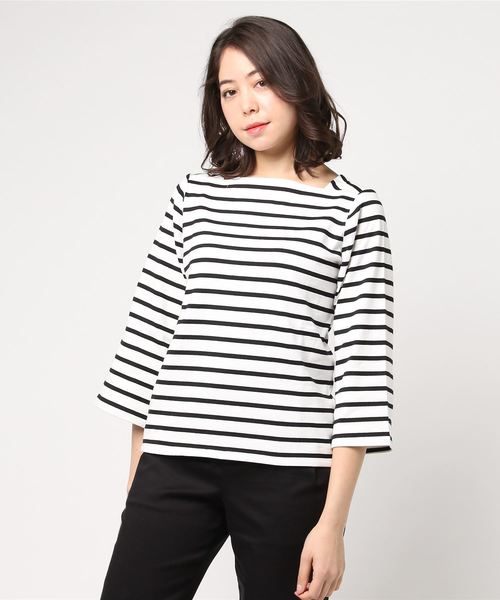 AMERICAN HOLIC（アメリカンホリック）の「・袖フレアーボーダープルオーバー（Tシャツ/カットソー・レディース・ピンク/オフホワイト/ブルー/ブラック・M/L）」の9枚目の写真